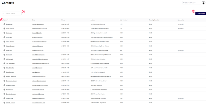a photo of the main contacts UI